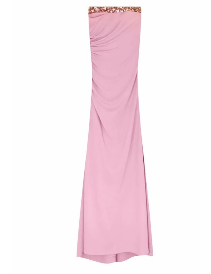 VALENTINO 

Pink Viscose Glass Beaded Gown Dress
Sleeveless
Full length
Corset inside 

Content: 95% viscose, 5% elastane

Size US 6
Length approx.57