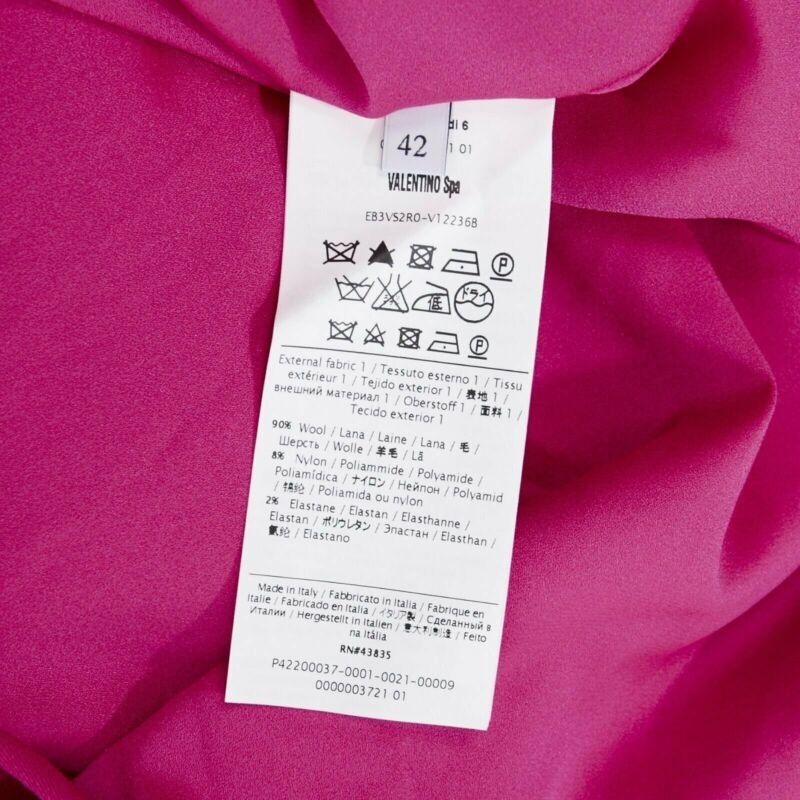 VALENTINO pink wool blend black lace trimmed waist flared skirt dress IT42 M For Sale 6