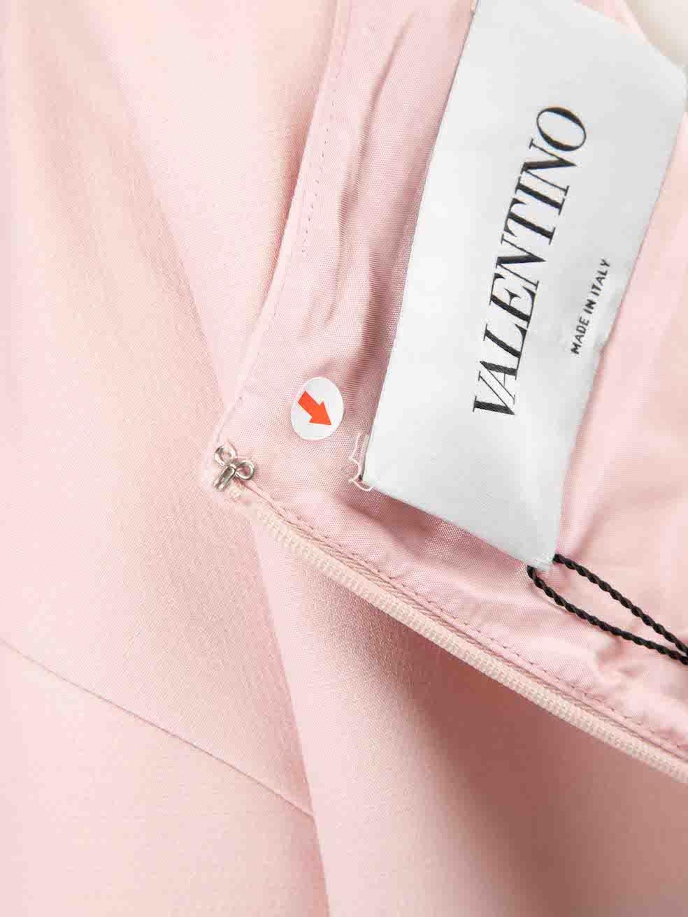 Valentino Robe à manches volantées en laine rose Taille XL en vente 1