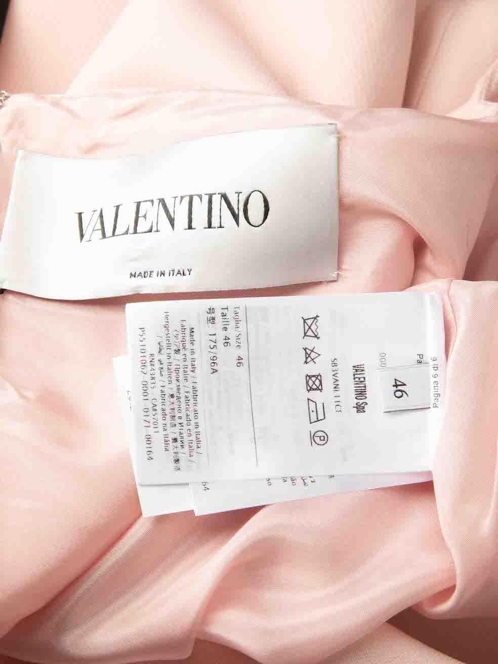 Valentino Robe à manches volantées en laine rose Taille XL en vente 2