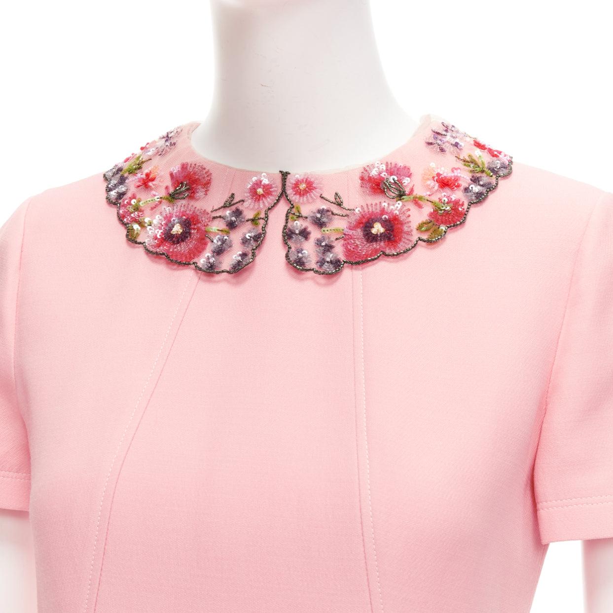 VALENTINO pink wool silk crepe sequin sheer collar fit flare mini dress UK6 XS
Reference: LACG/A00404
Brand: Valentino
Designer: Pier Paolo Piccioli
Material: Virgin Wool, Silk
Color: Pink, Multicolour
Pattern: Sequins
Closure: Zip
Lining: Pink