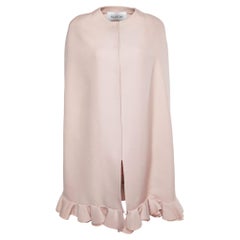 Valentino Pink Wool & Silk Ruffled Cape Coat S