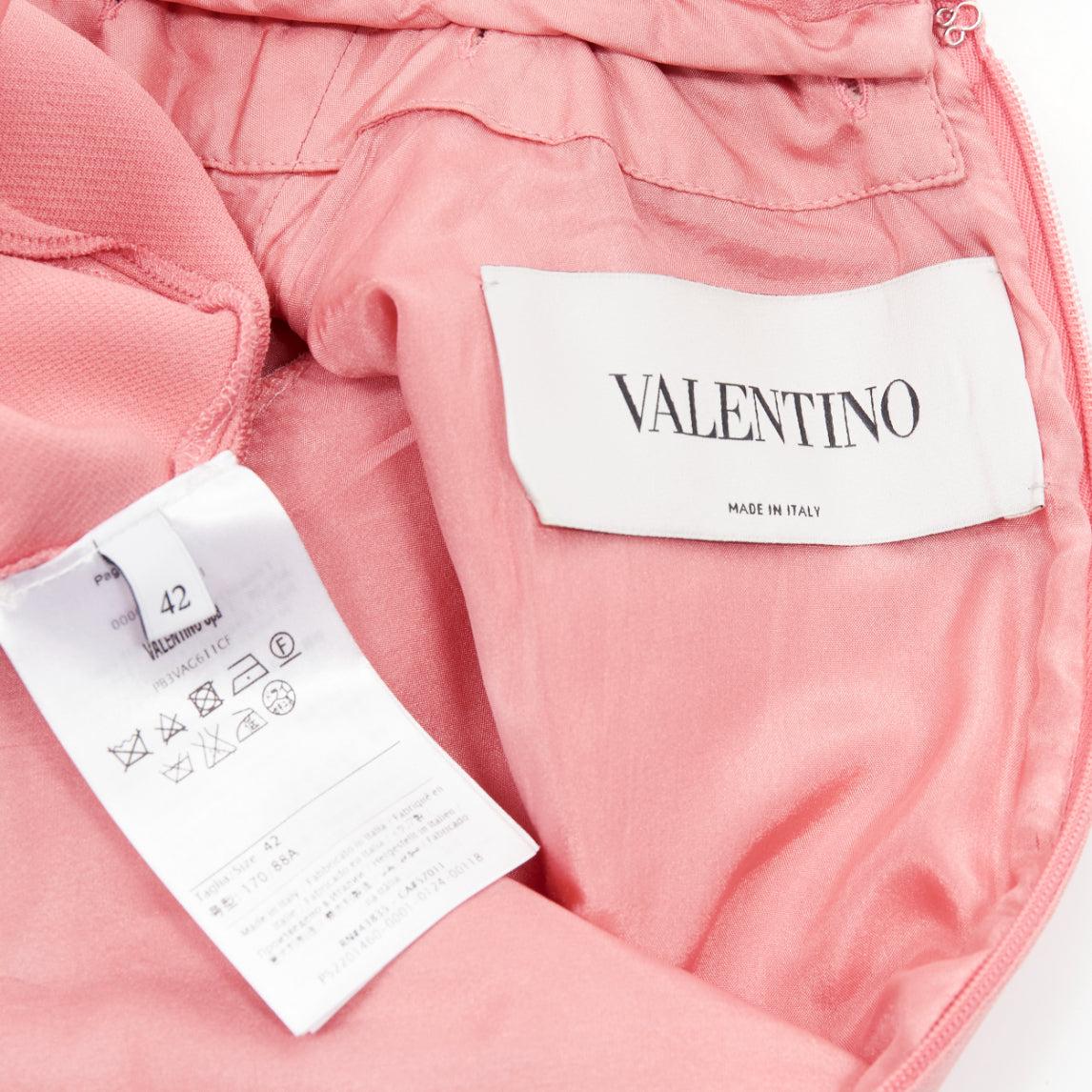 VALENTINO rosa amarillo cuentas multicolor cuello bordado cinturón vestido shift en venta 4