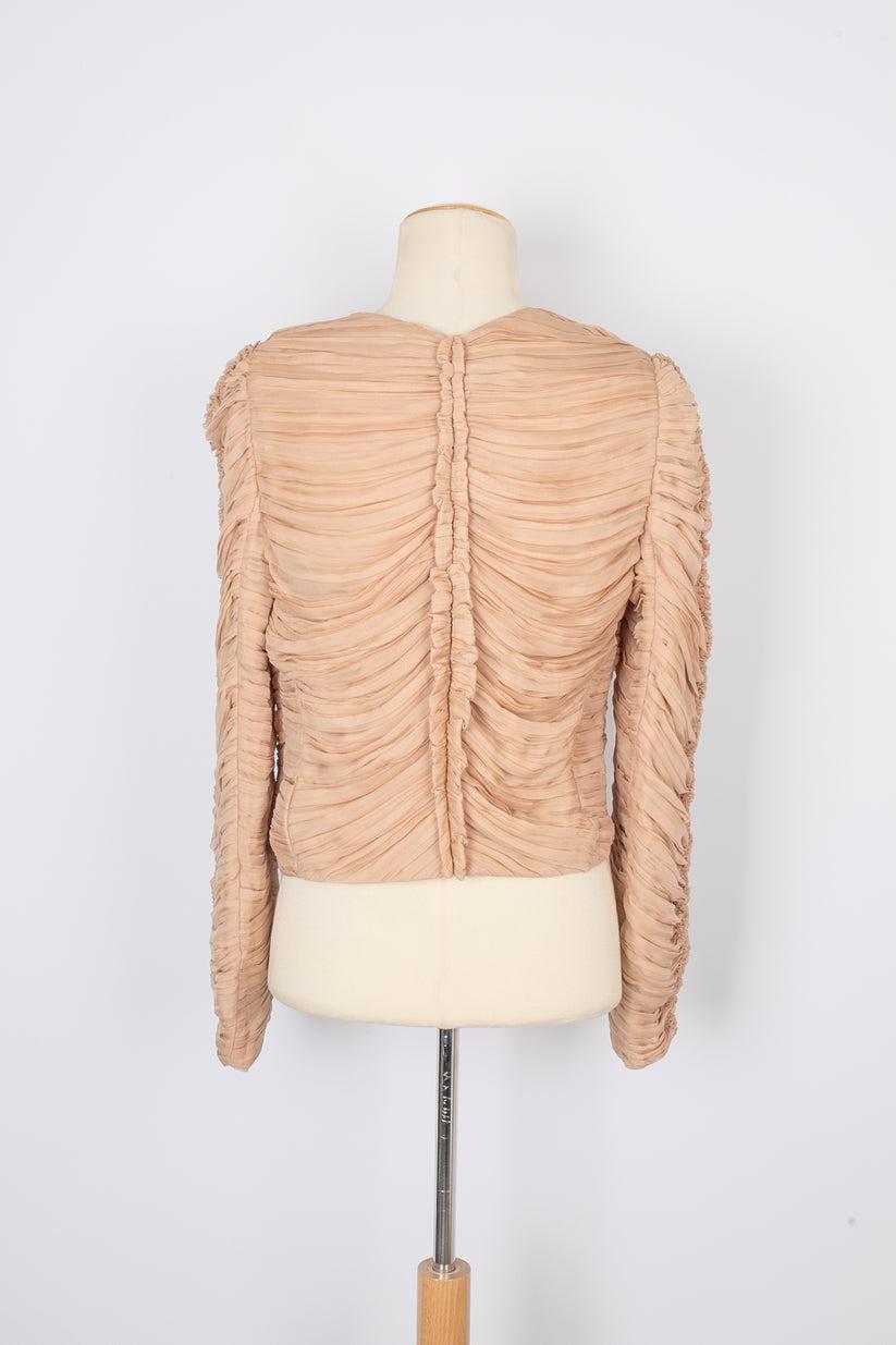 Valentino Pleated Silk Jacket In Excellent Condition For Sale In SAINT-OUEN-SUR-SEINE, FR