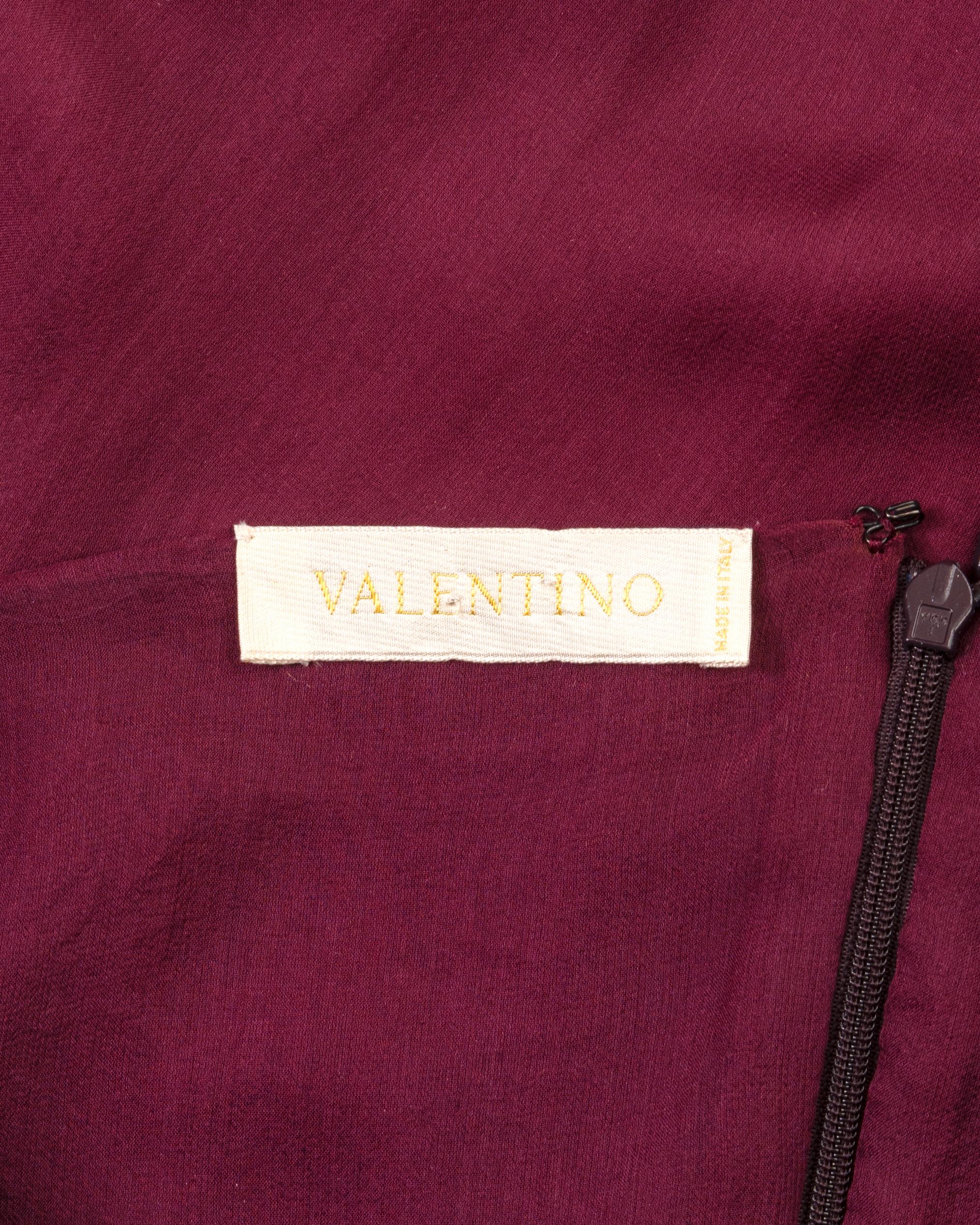 Valentino plum silk angel-sleeve evening dress, fw 2002 For Sale 11