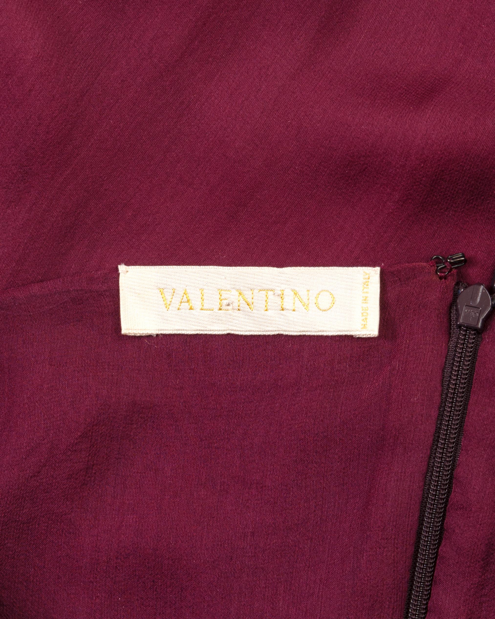 Valentino plum silk angel-sleeve evening dress, fw 2002 For Sale 10