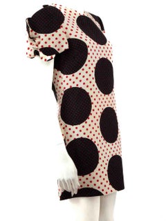 Valentino Polka Dot Wool Ruffle Accent Mini Dress Size M
