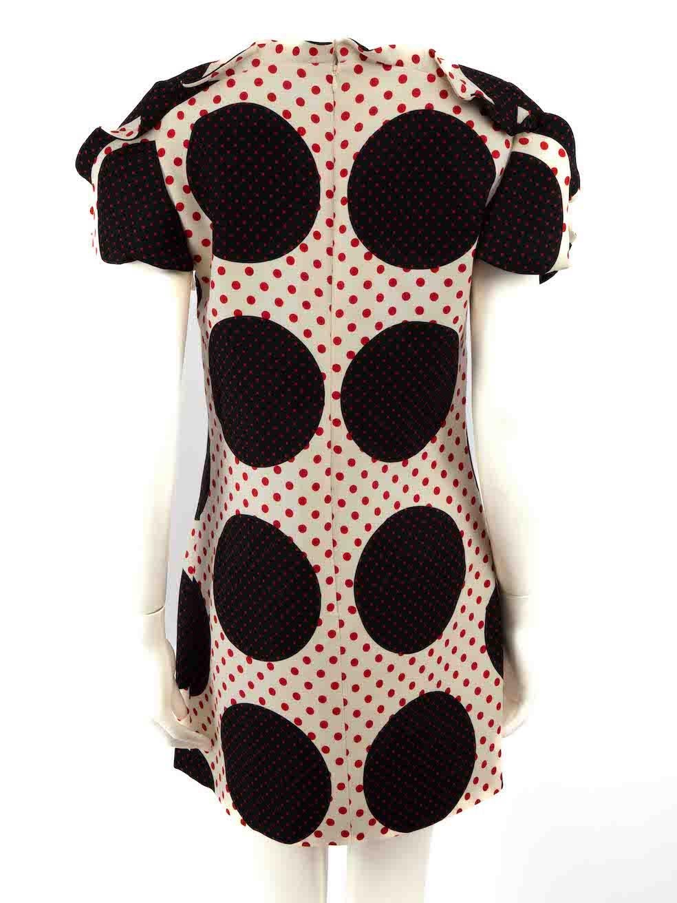Valentino Polka Dot Wool Ruffle Accent Mini Dress Size M In Good Condition In London, GB