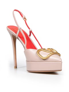 Valentino Poudre Leather V Logo Slingback Heels Size IT 38