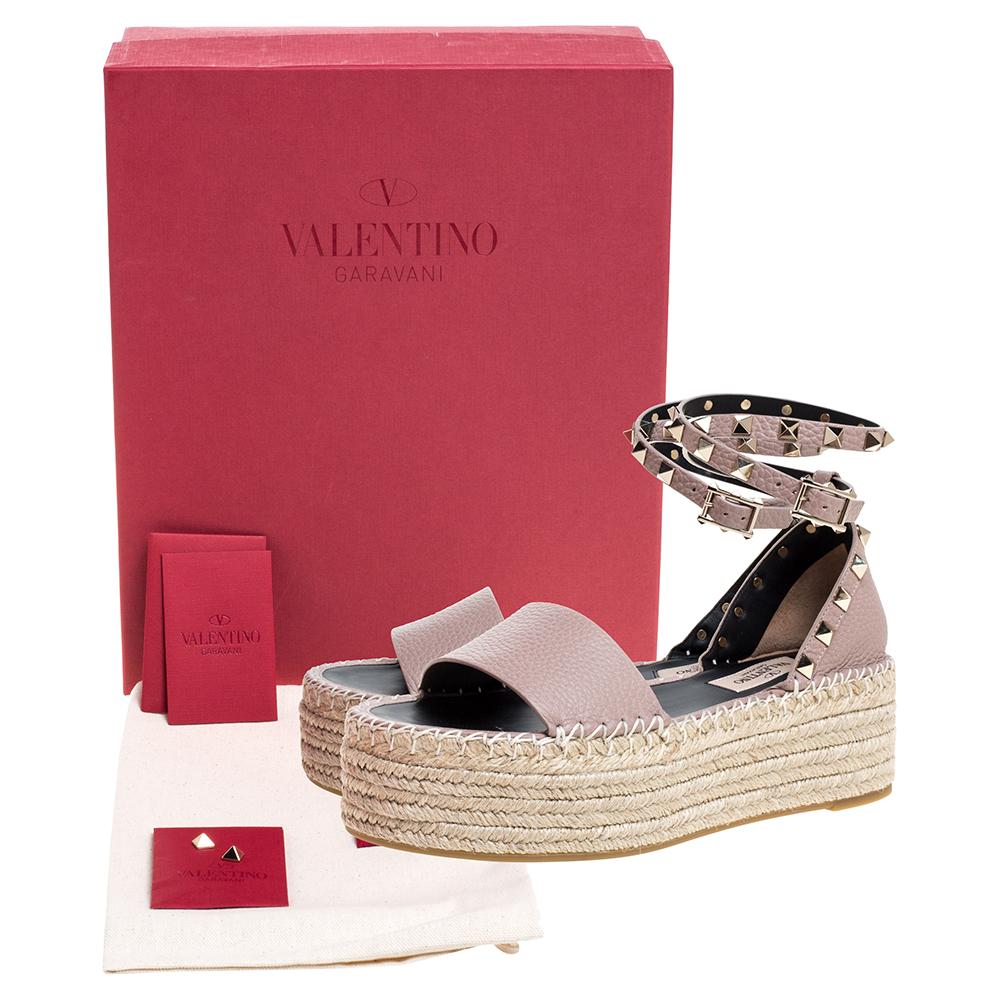 Valentino Poudre/Nero/Naturale ROCKSTUD Double Wedge Sandals Size EU 41 In New Condition In Dubai, Al Qouz 2
