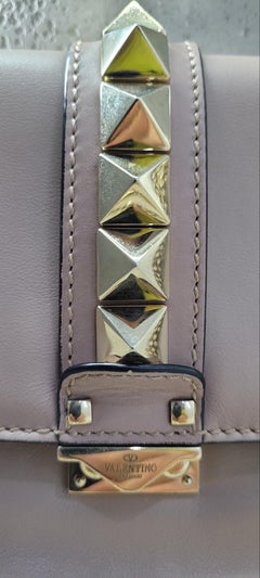 Valentino Poudre Rockstud Glam Medium Lock Shoulder Bag