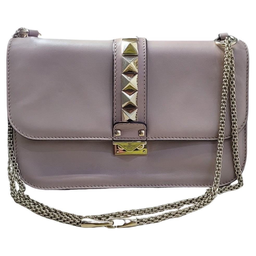 Valentino Poudre Rockstud Glam Medium Lock Shoulder Bag For Sale