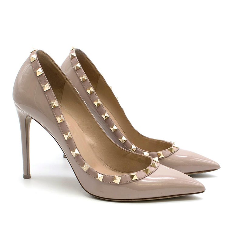 Valentino Poudre Rockstud Patent Leather Pumps SIZE IT 39 at 1stDibs