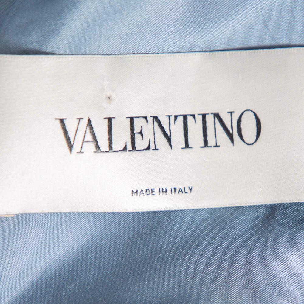 Valentino Puderblau Wolle & Seide Schleife Detail ärmelloses Etuikleid S im Zustand „Gut“ im Angebot in Dubai, Al Qouz 2