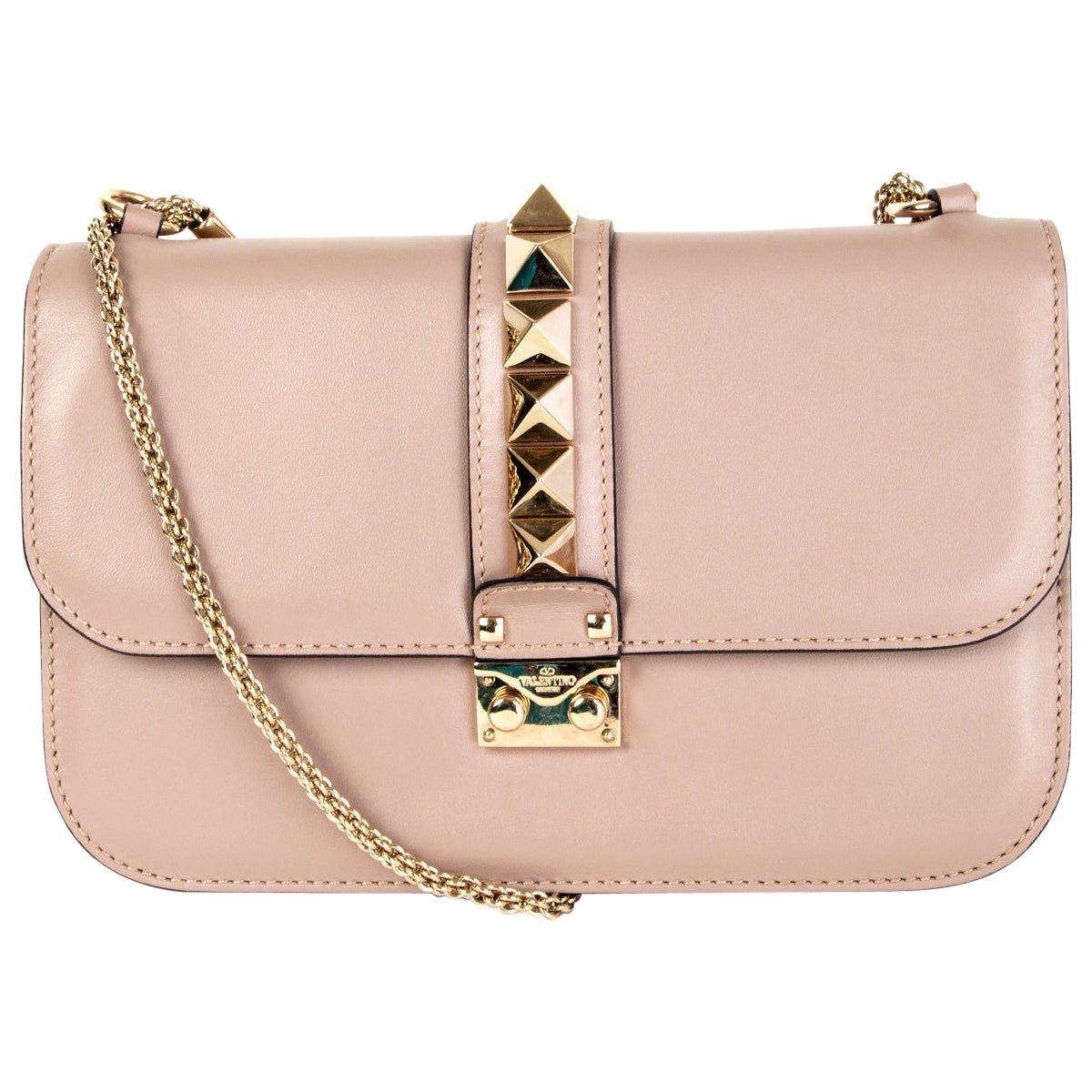VALENTINO sac à bandoulière rockSTUD GLAM LOCK MEDIUM rose poudre