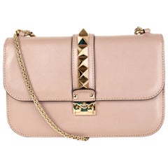 VALENTINO sac à bandoulière rockSTUD GLAM LOCK MEDIUM rose poudre