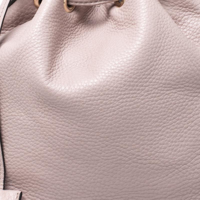 Valentino Powder Pink Leather Small Rockstud Bucket Bag 1