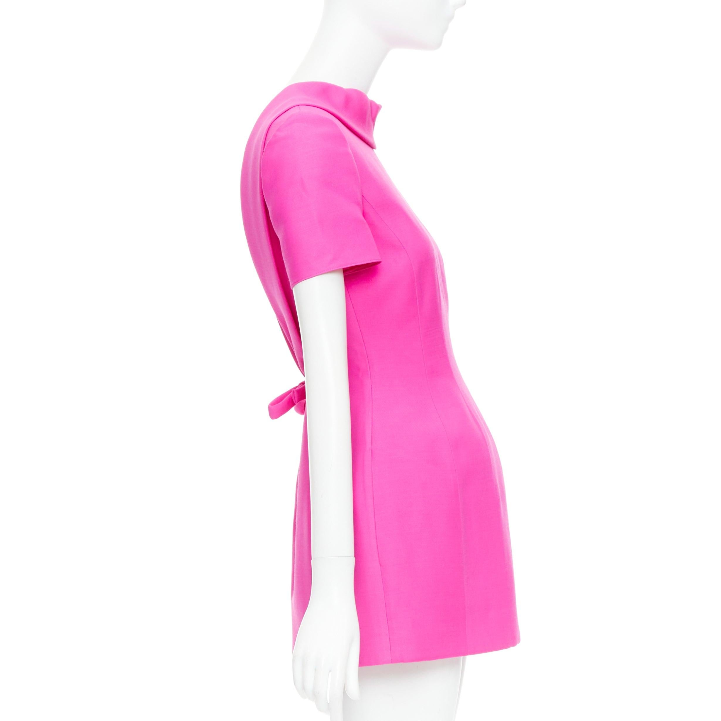 De las mujeres VALENTINO PPink 2022 pink virgin wool silk dipped bow back mini dress IT38 XS en venta