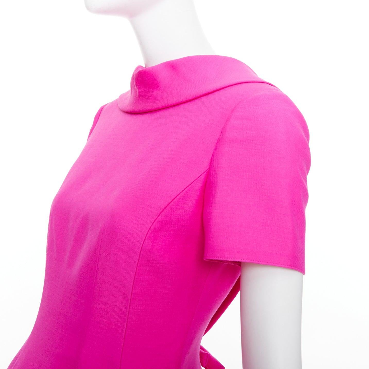 VALENTINO PPink 2022 pink virgin wool silk dipped bow back mini dress IT38 XS en venta 3