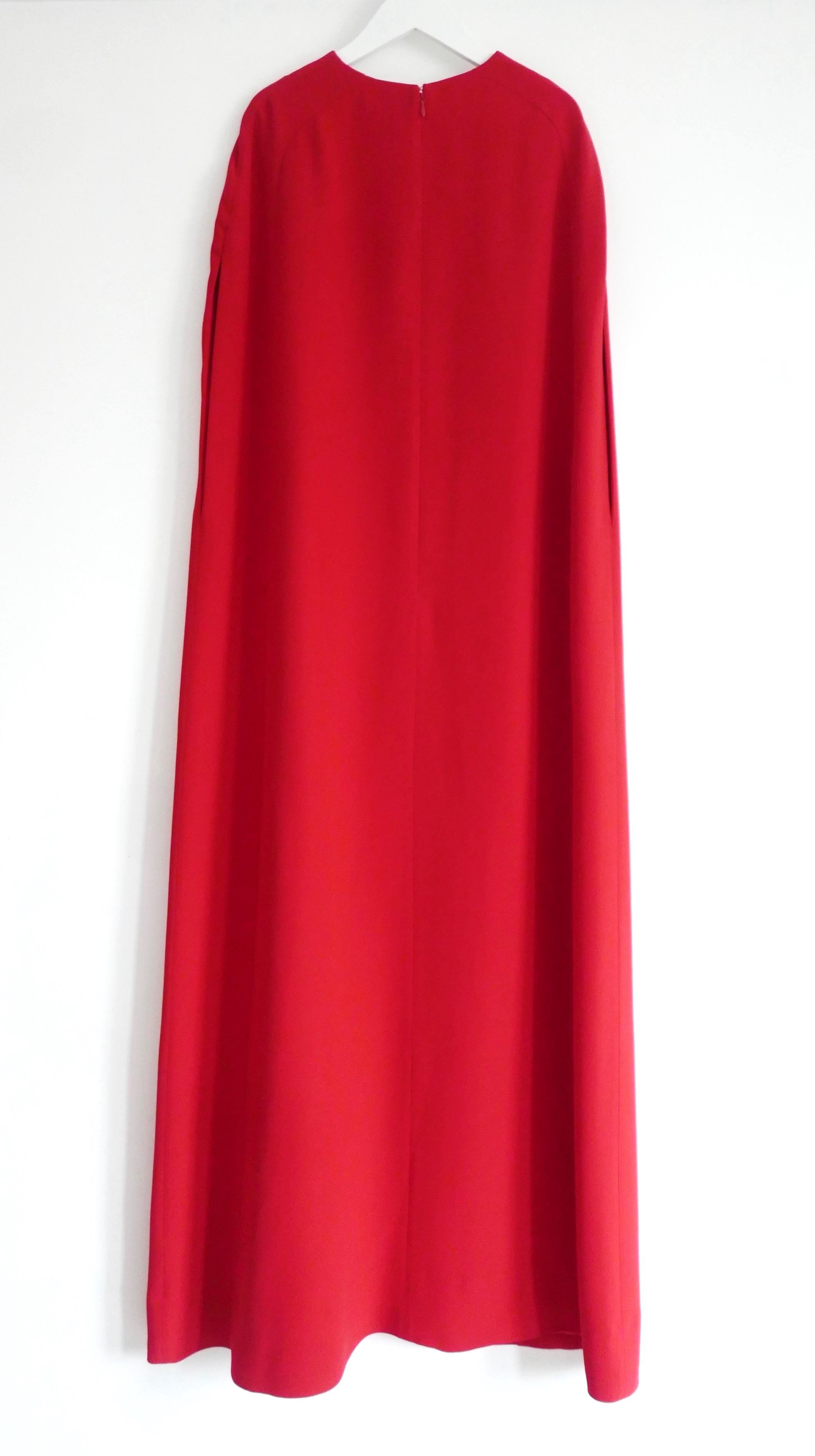  Valentino Pre-Fall 2014 Red Cape Gown Dress In Excellent Condition For Sale In London, GB