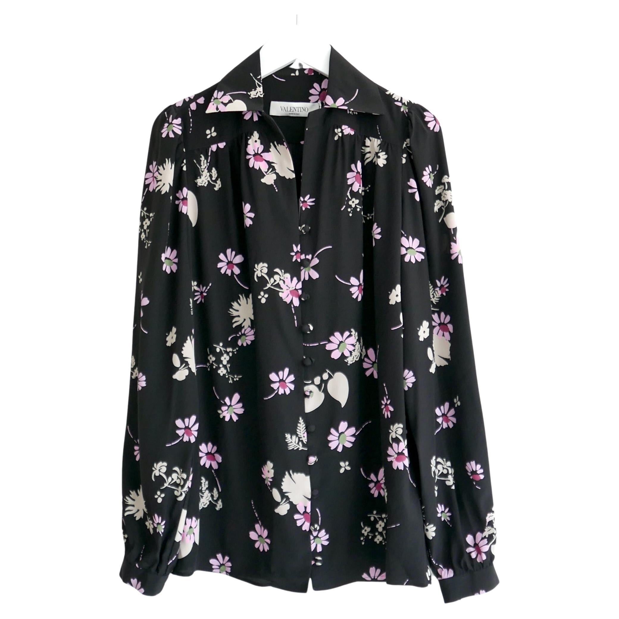 Valentino Pre-Fall 2017 Floral Silk Blouse For Sale