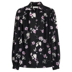 Valentino Pre-Fall 2017 Women's Floral Silk Blouse with Puff Sleeves