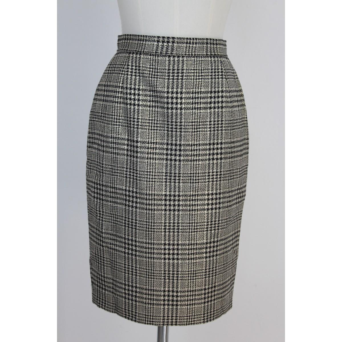 Valentino Prince of Galles Wool Check Dress Gray Skirt Suirt Size 8 Us NWT 1990s 1