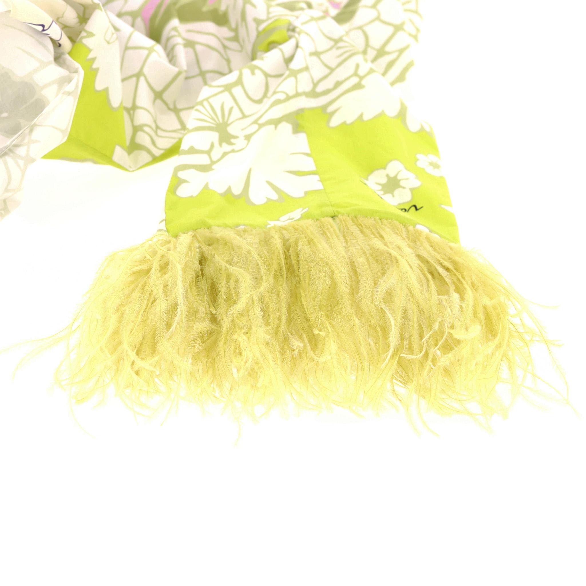 Women's Valentino Printed Cotton Top With Feather Trimmed Sleeves For Sale