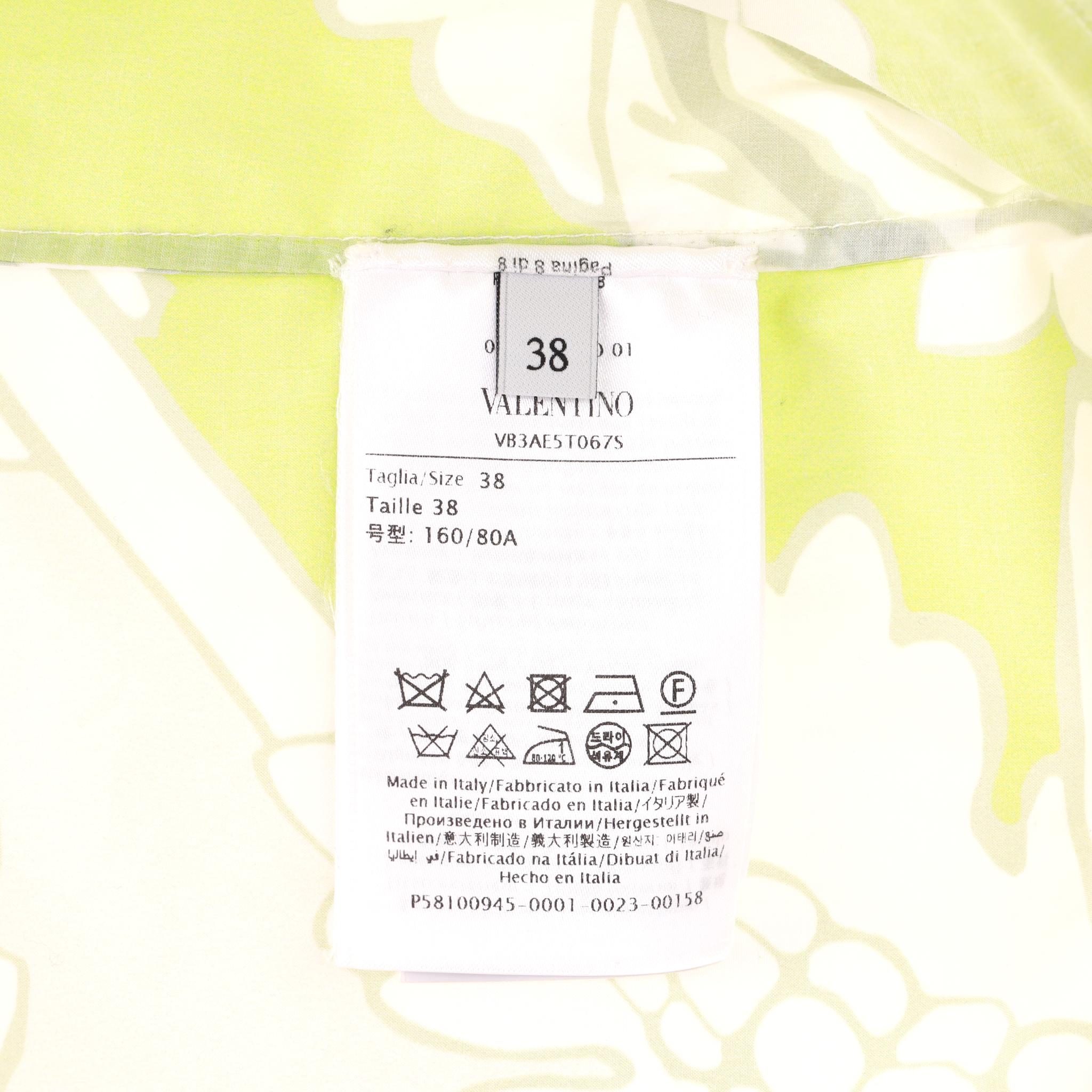 Valentino Printed Cotton Top With Feather Trimmed Sleeves For Sale 2