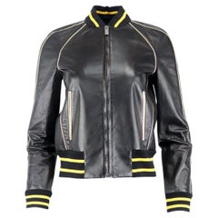 Valentino Printed Leather Bomber Jacket US 4 UK 8
