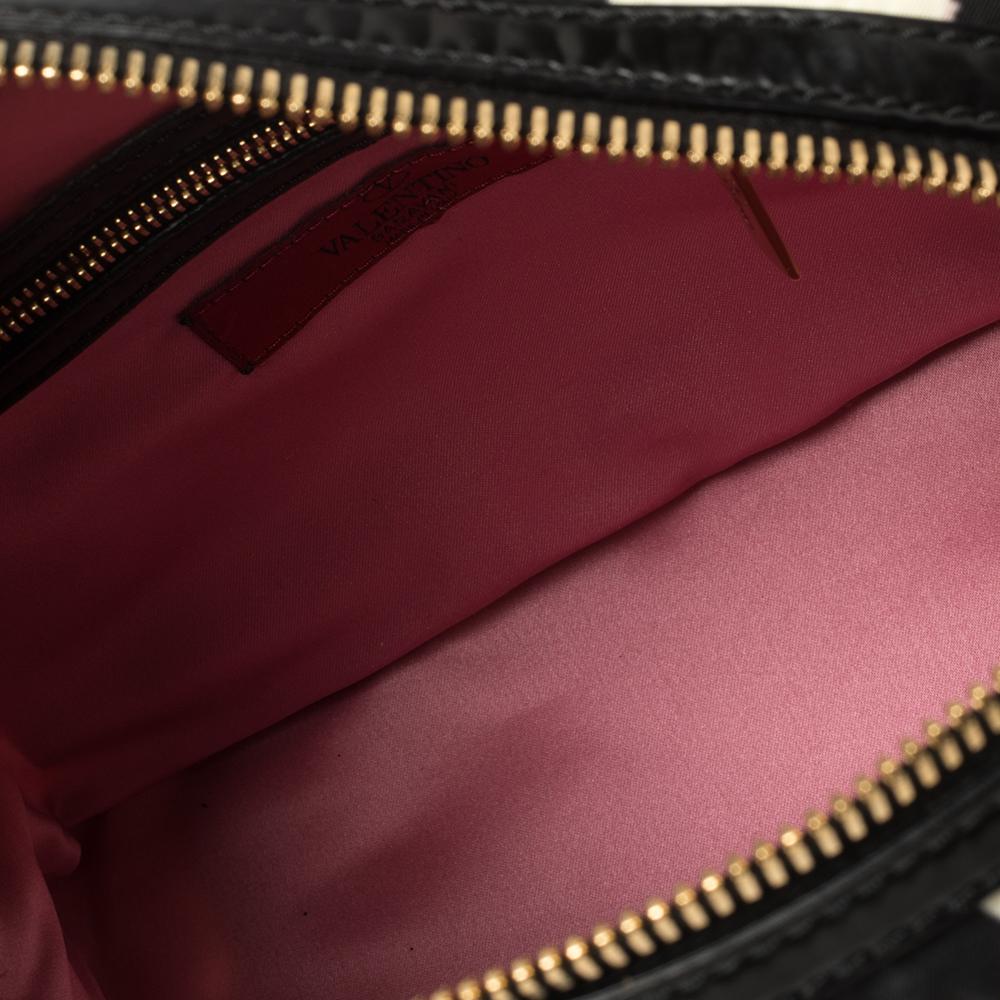 Valentino Printed Nylon and Leather Bow Boston Bag 5