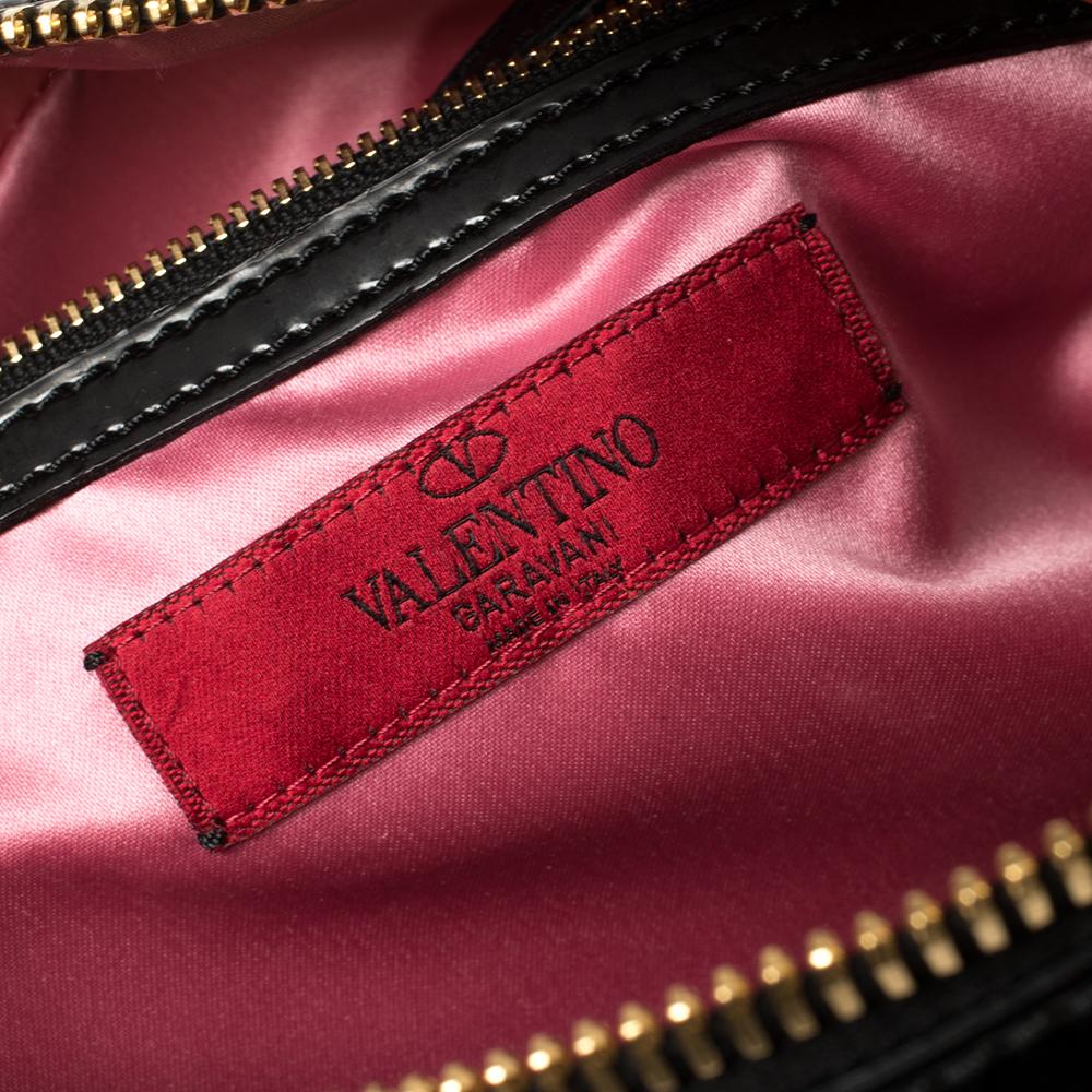 Valentino Printed Nylon and Leather Bow Boston Bag 4