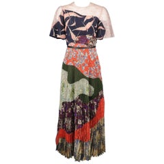 Valentino Printed Patchwork Silk Pleated Cocktail Dress, Resort 2016 Runway