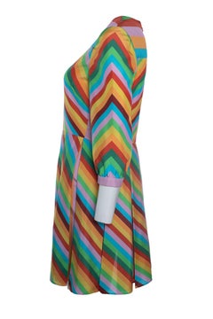 Valentino, Printed rainbow herringbone dress