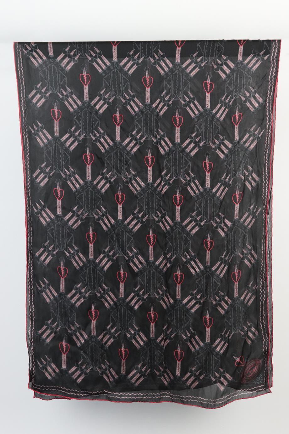 Black Valentino Printed Silk Chiffon Scarf