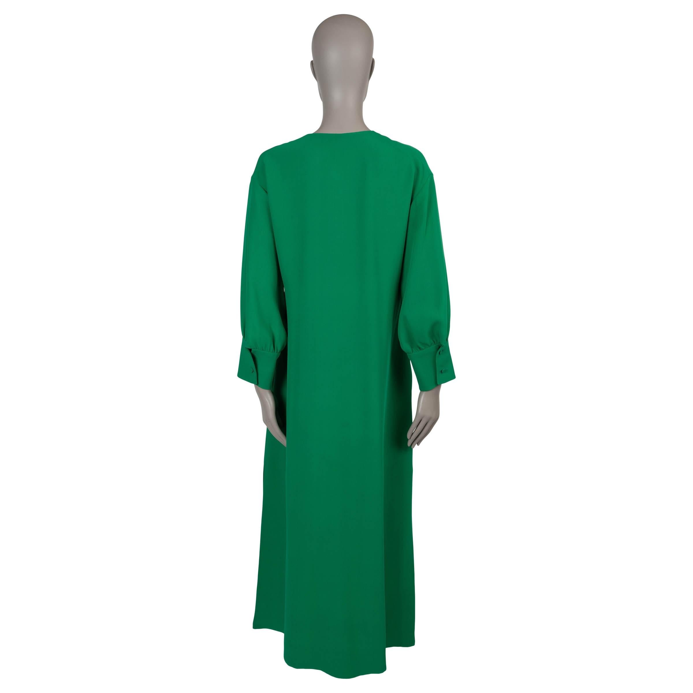 Green VALENTINO Pure green silk 2022 CADY KAFTAN MAXI Dress S For Sale