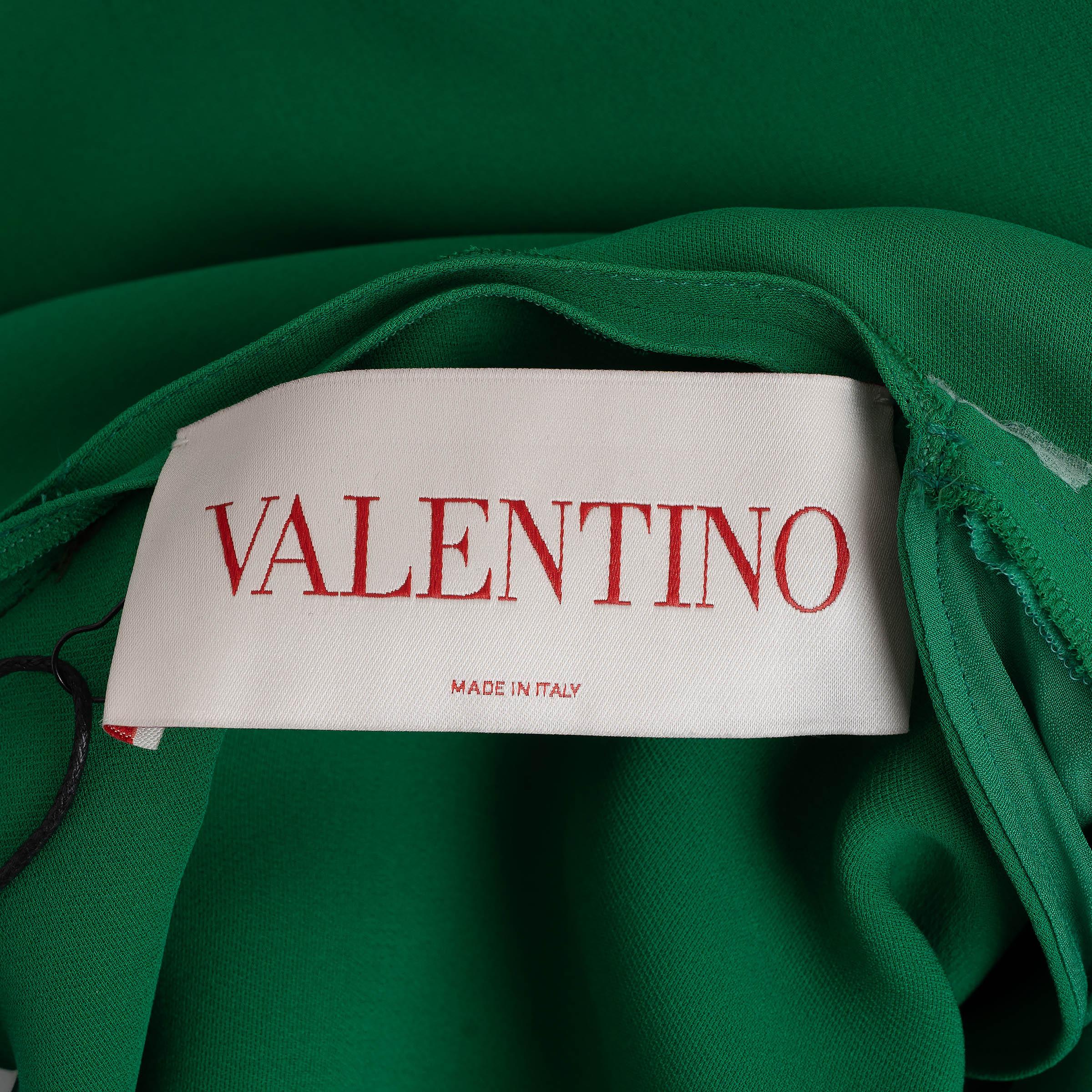 Women's VALENTINO Pure green silk 2022 CADY KAFTAN MAXI Dress S For Sale