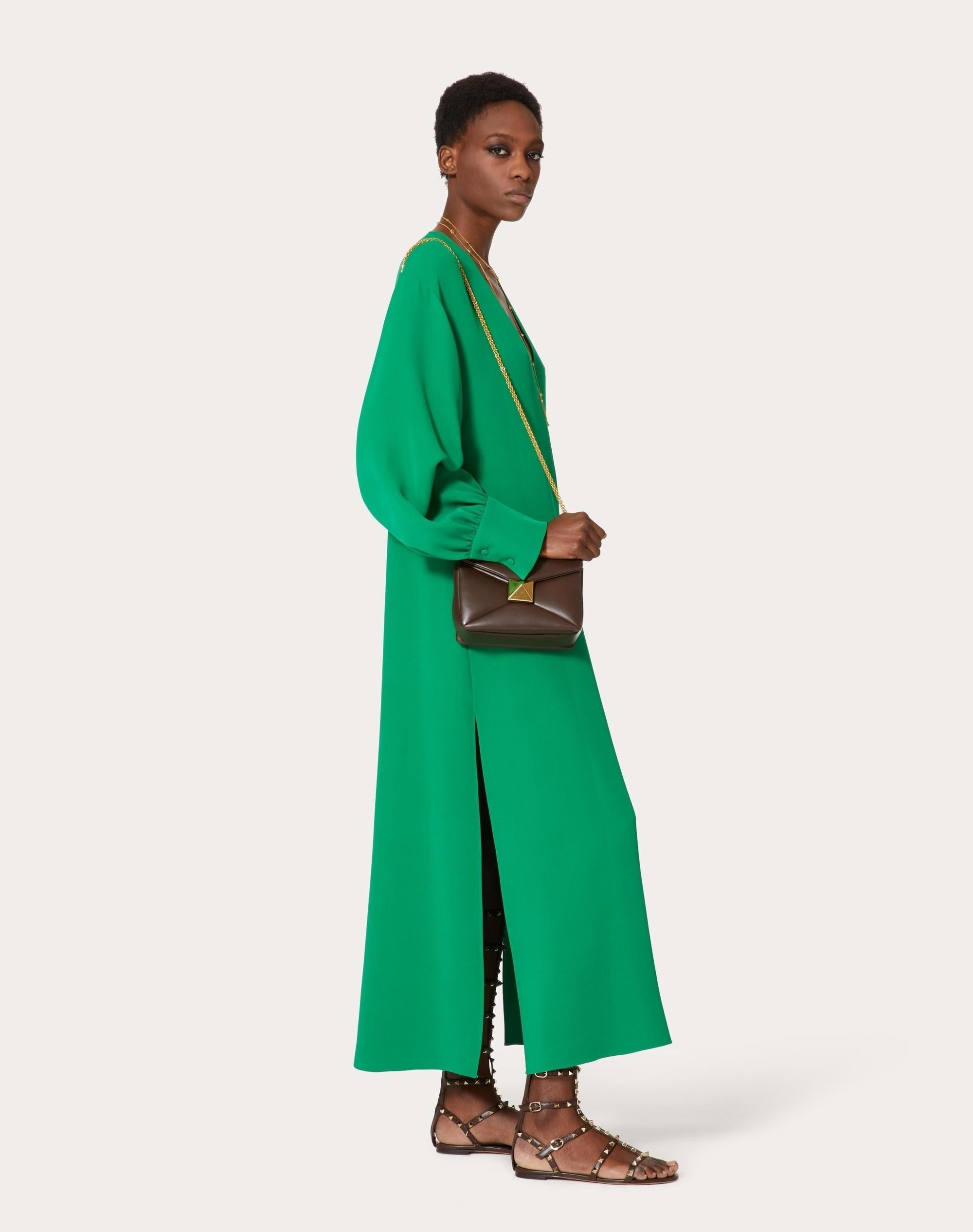 VALENTINO Pure green silk 2022 CADY KAFTAN MAXI Dress S For Sale 2