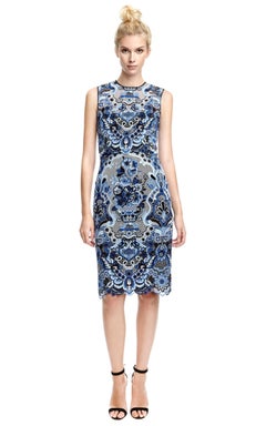 Valentino Pure Porcelain Collection Delftware Blue Floral Guipure Lace  Dress 4