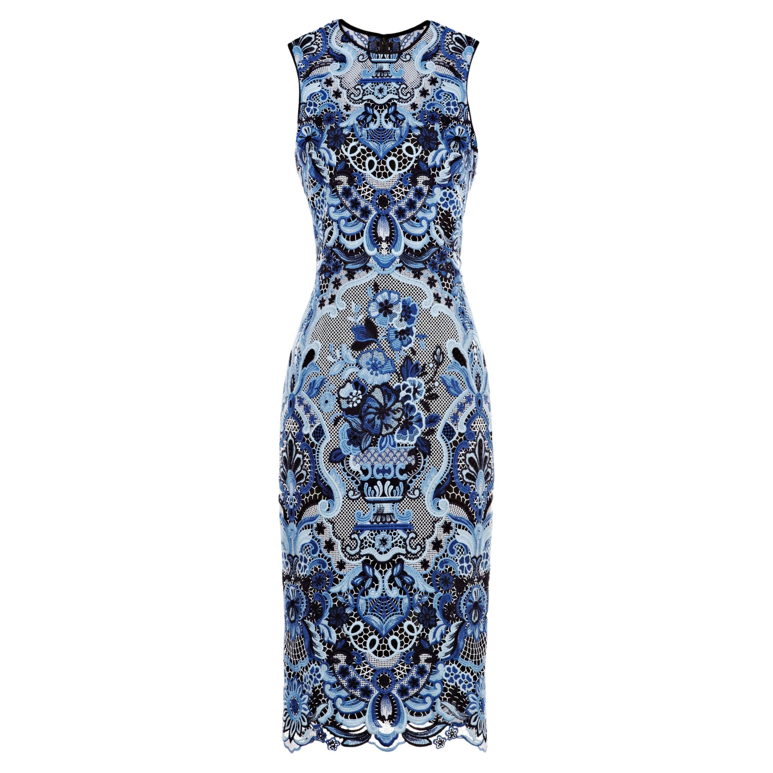 Valentino Pure Porcelain Collection Delftware Blue Floral Guipure Lace  Dress 4 For Sale