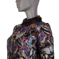 VALENTINO purple BUTTERFLY EMBROIDERED Long Sleeve FEATHER NECK Dress 40