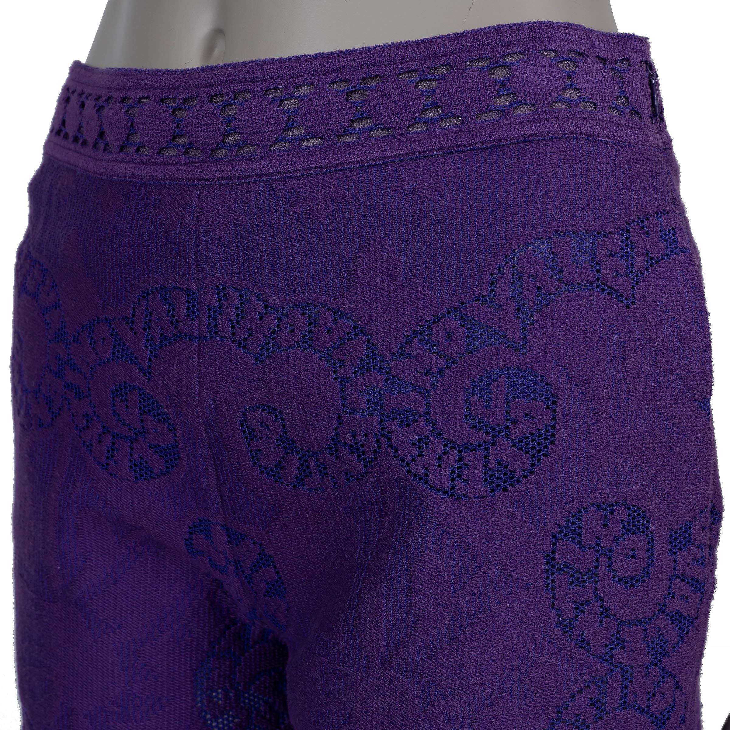 VALENTINO purple cotton 2023 EMBROIDERED WIDE CULOTTES Pants XS In Excellent Condition For Sale In Zürich, CH