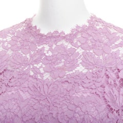 VALENTINO purple floral lace cape sleeve silk lined mini dress IT40 S