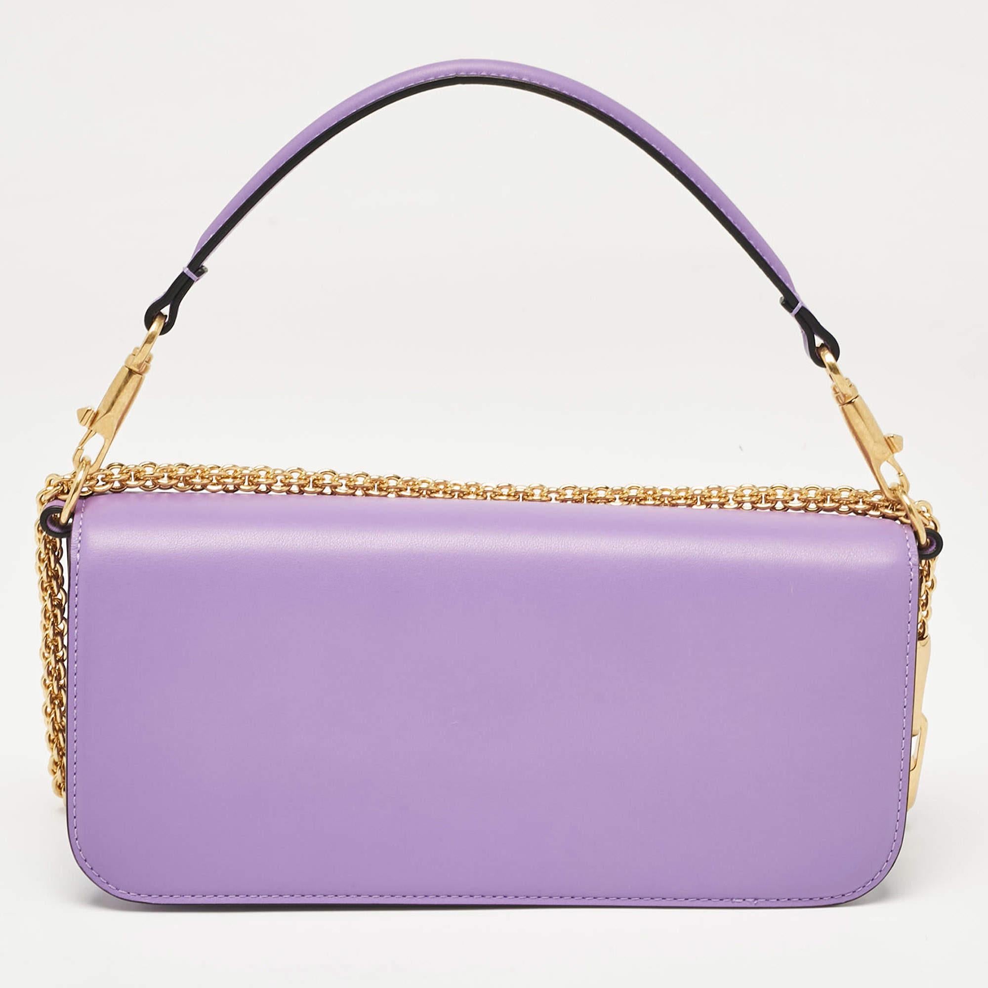 Valentino Purple Leather Loco Flap Shoulder Bag In Excellent Condition In Dubai, Al Qouz 2