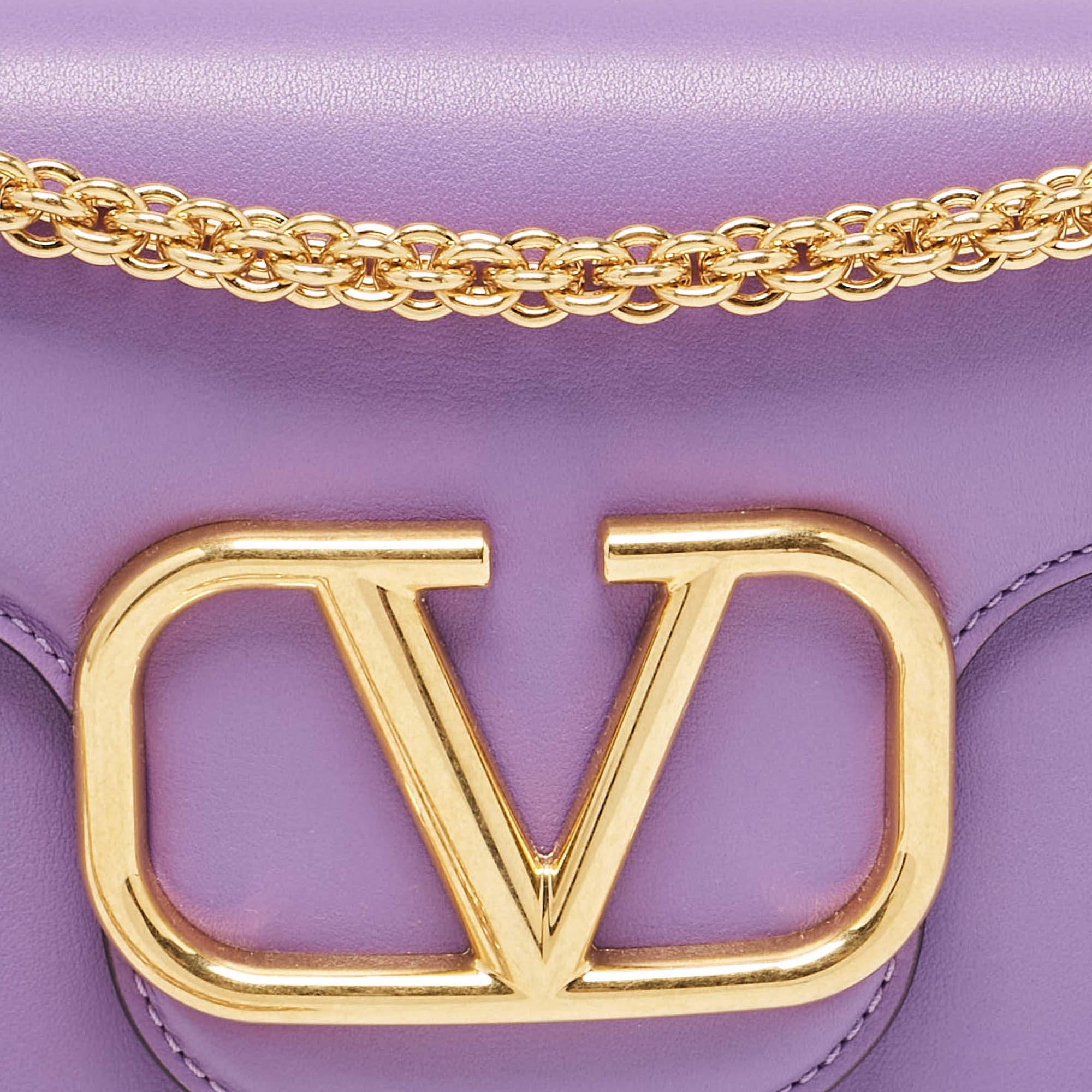 Women's Valentino Purple Leather Loco Flap Shoulder Bag