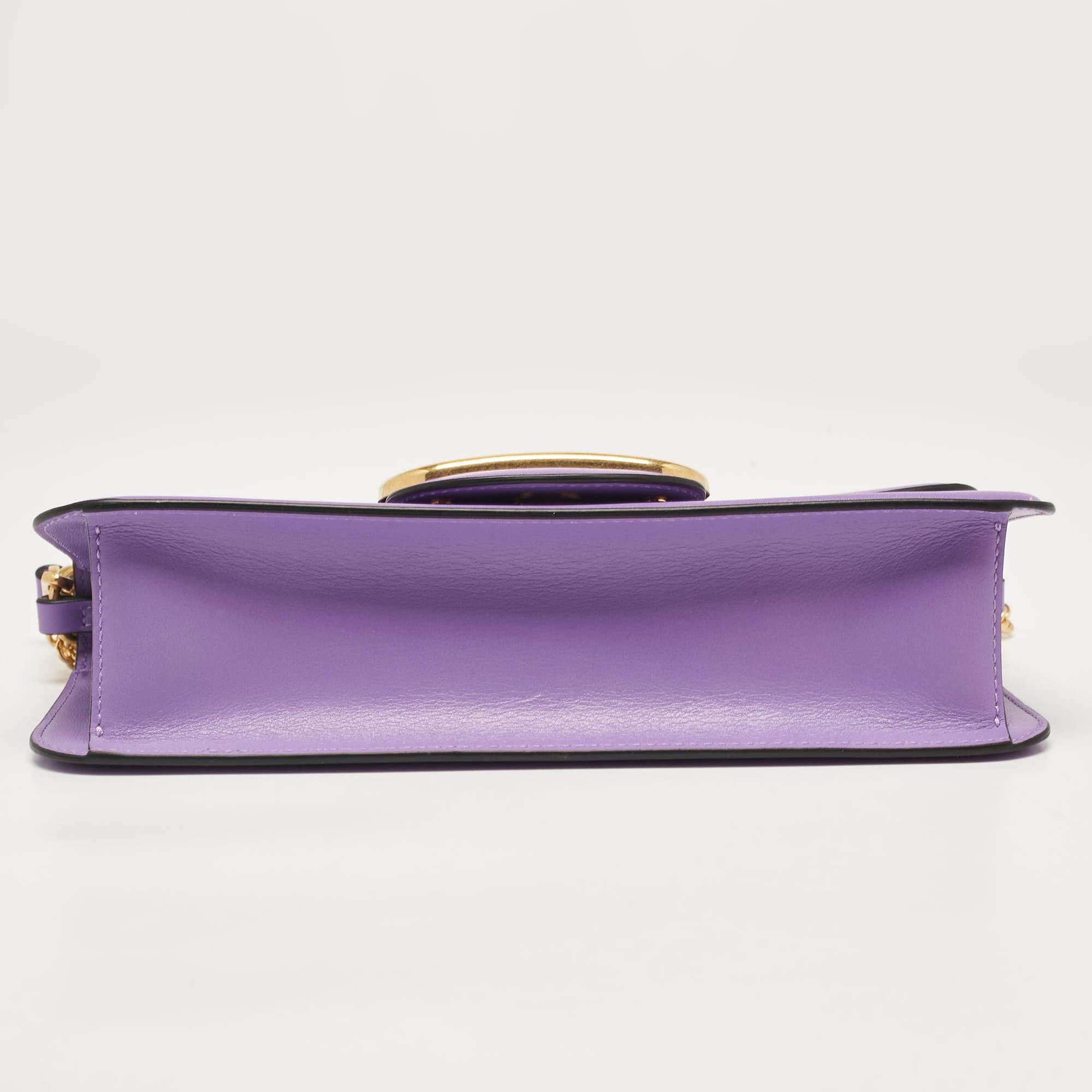 Valentino Purple Leather Loco Flap Shoulder Bag 1