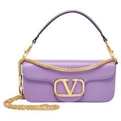 Valentino Purple Leather Loco Flap Shoulder Bag
