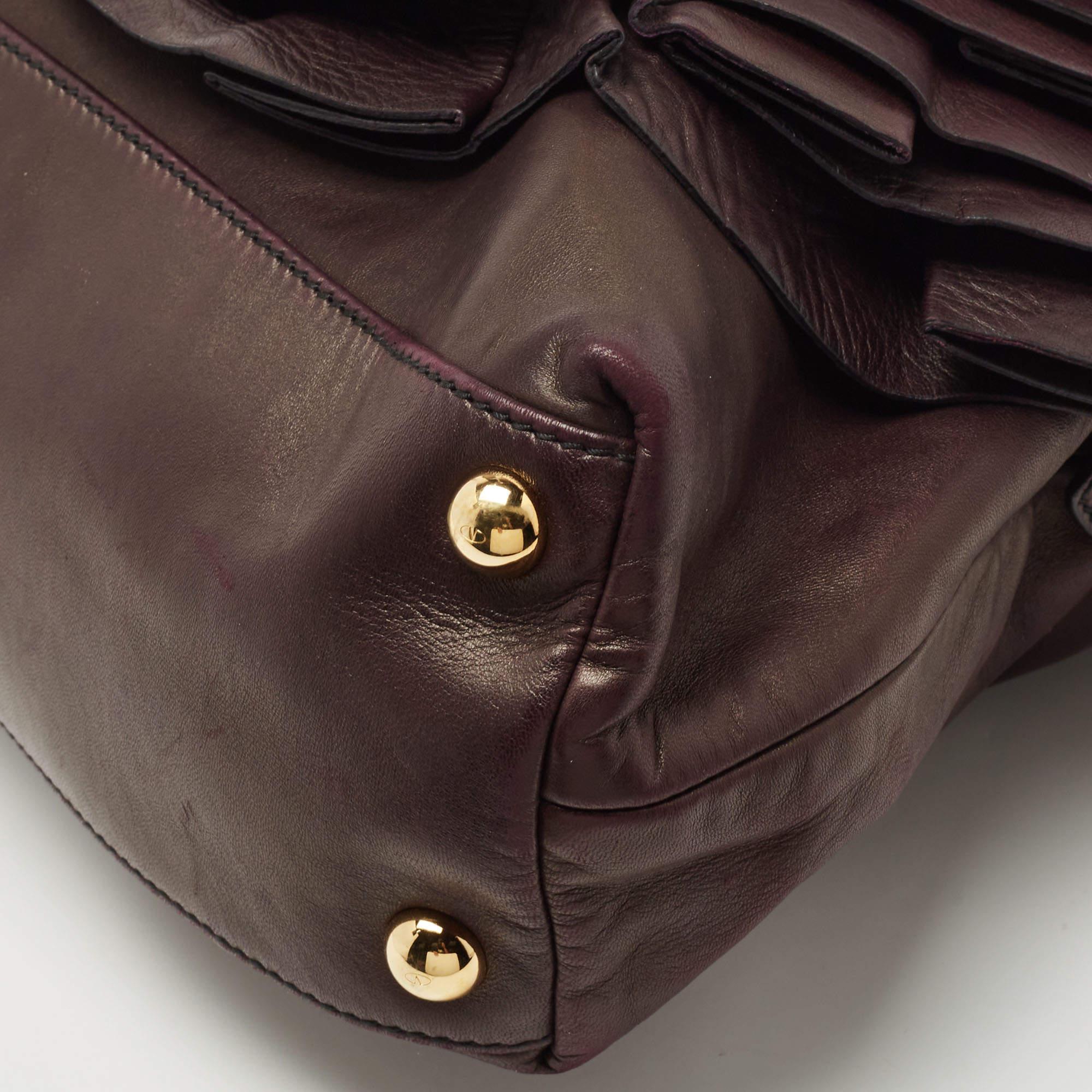 Valentino Purple Leather Petale Rose Dome Bag 8