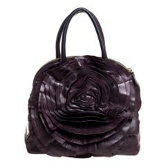 Valentino Purple Leather Petale Rose Dome Satchel