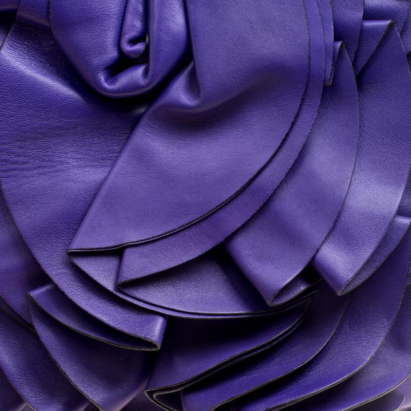 Valentino Purple Leather Petale Shopper Tote 5